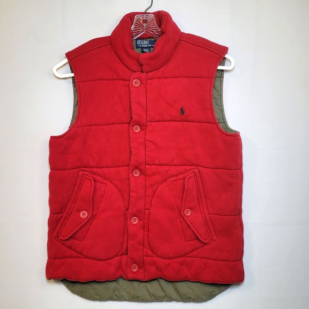 Vintage Polo Ralph Lauren Vest Men’s Size Large Red Quilted Puffer Cotton Pony